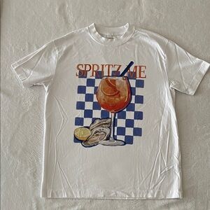 Abercrombie & Fitch White Tee with Spritz Graphic